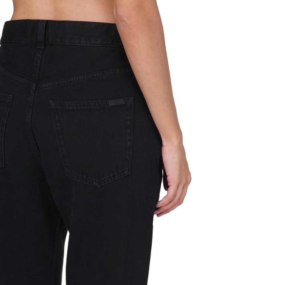 Saint Laurent Black Cotton Straight-Leg Jeans