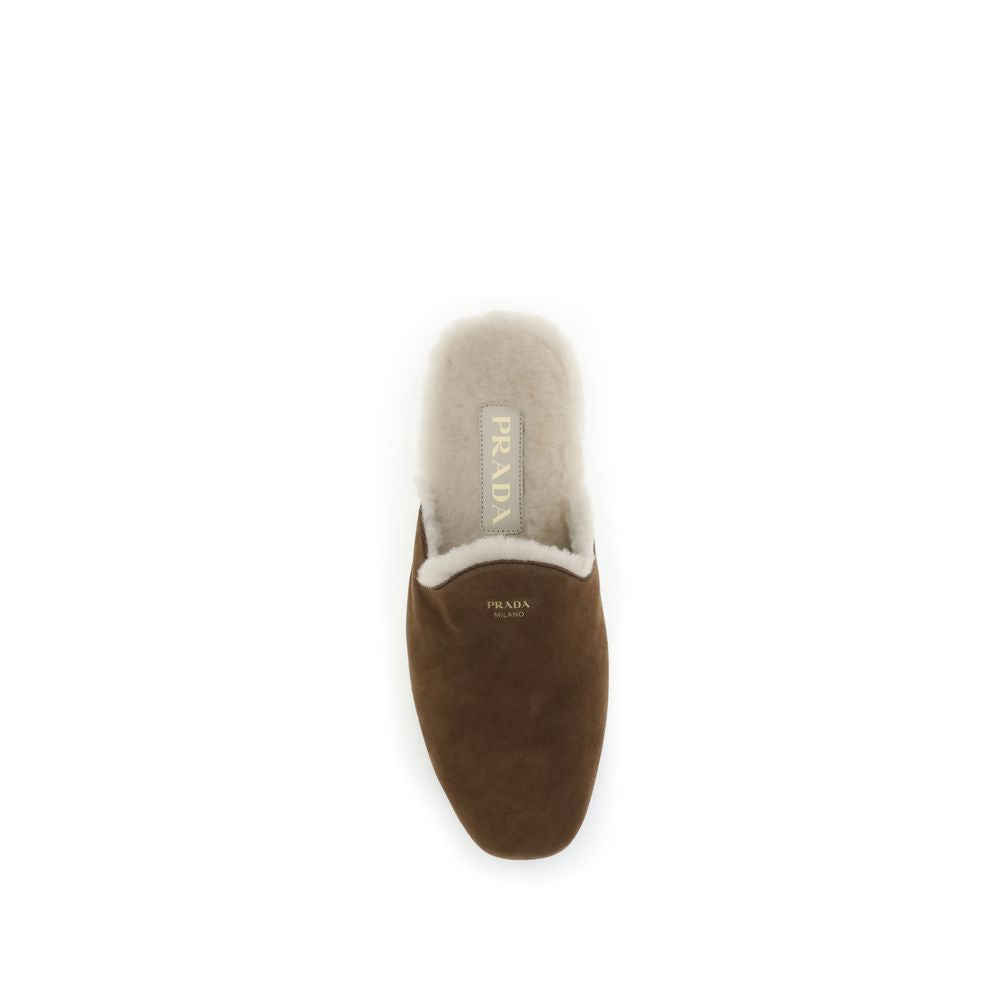 Prada Brown Calf Leather Bos Taurus Mules