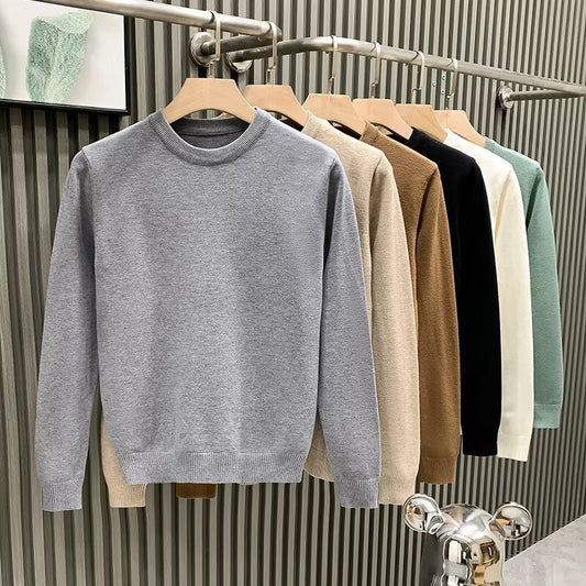 Round Neck Sweater Men's Solid Color Casual Bottoming Sweater