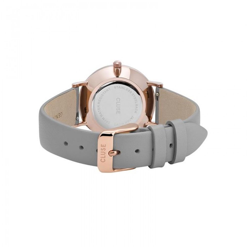 Cluse Gray Leather Dress Watch