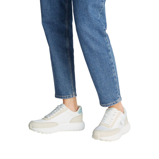 Calvin Klein Jeans Cream Leather Athletic Sneakers