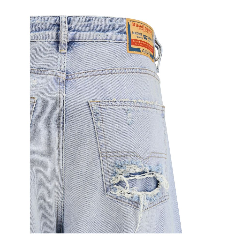Diesel Blue Cotton Relaxed Fit Jeans