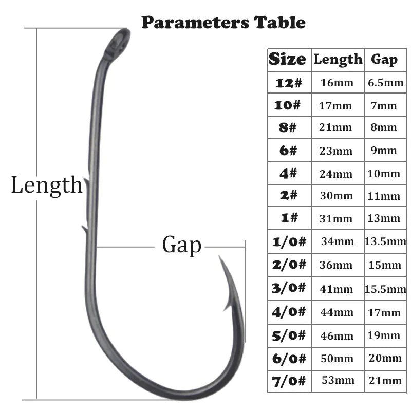 50pcs Double-backed 6/0 High Carbon Fishing Hooks