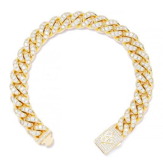Big Daddy 12MM Bling Cuban Link Gold Iced Out Bracelet