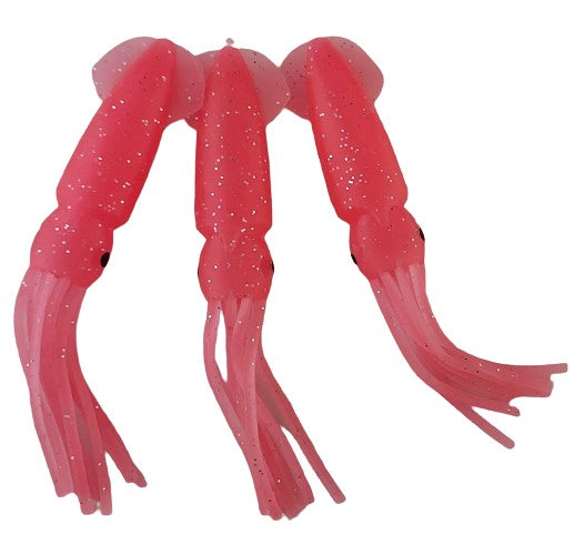 Pink 12.5cm Lumo Coloured Fishing Octopus Skirts (Pkt of 3)