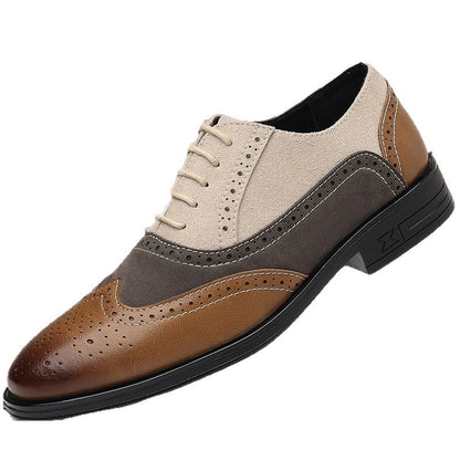 Plus Size Male Brogue Pointed Casual Leather Shoes