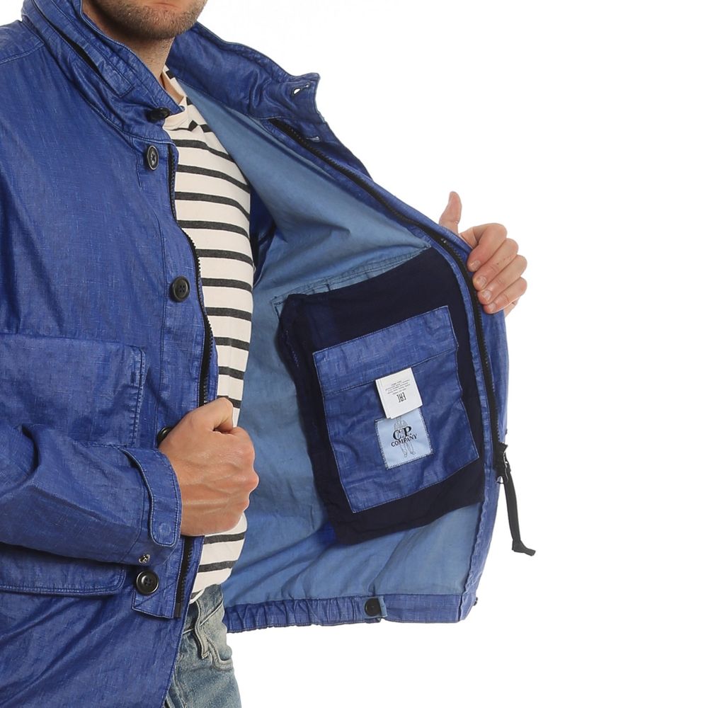 C.P. Company Blue Linen Full-Length Jacket