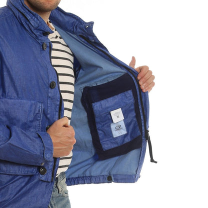 C.P. Company Blue Linen Full-Length Jacket