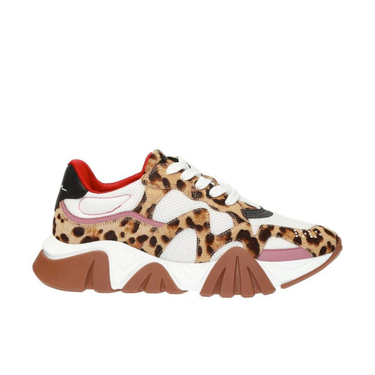 Versace Beige Leather Chunky Sneakers