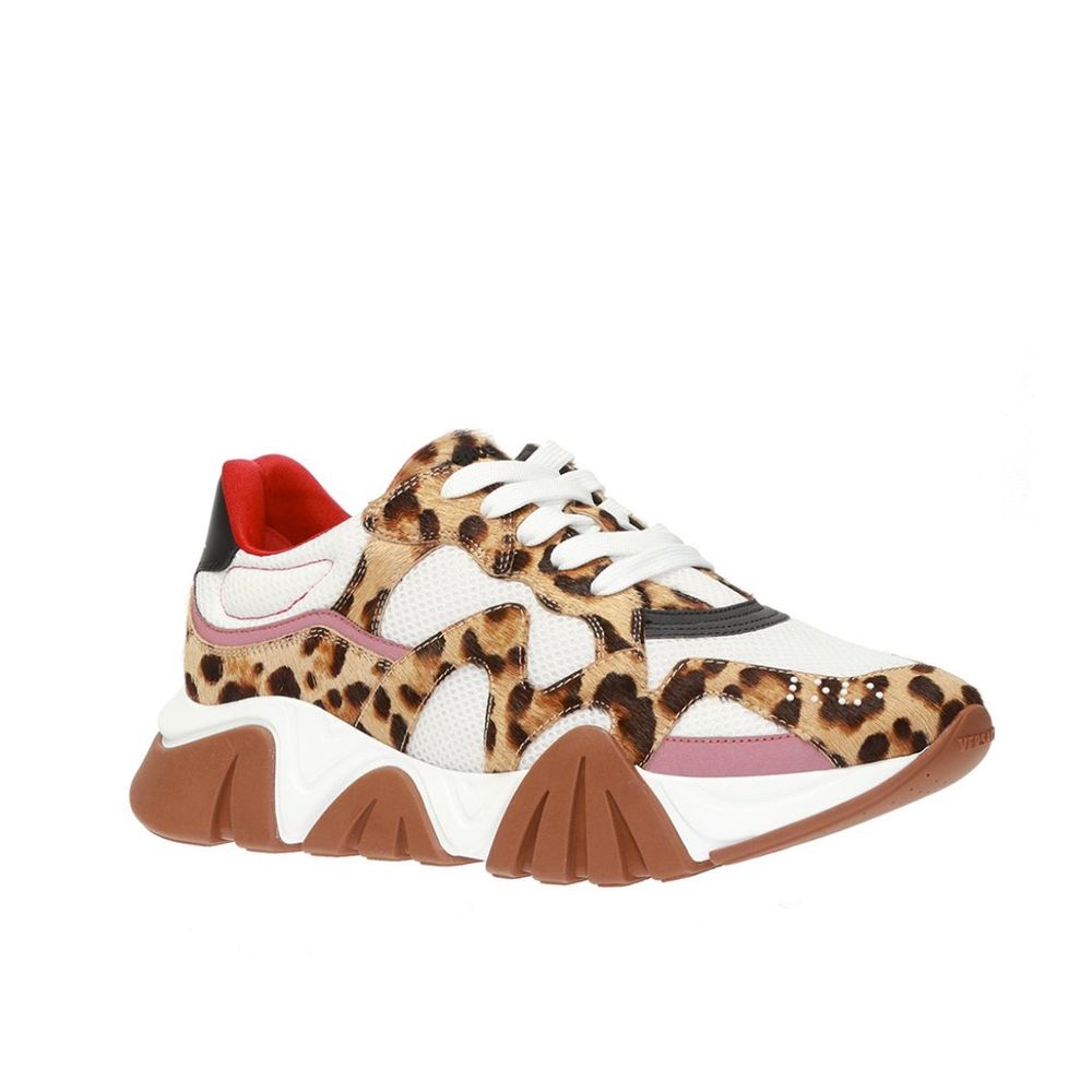 Versace Beige Leather Chunky Sneakers