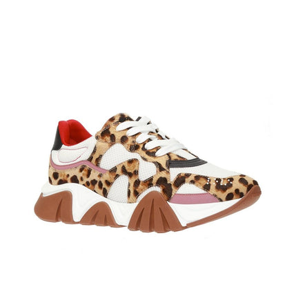 Versace Beige Leather Chunky Sneakers
