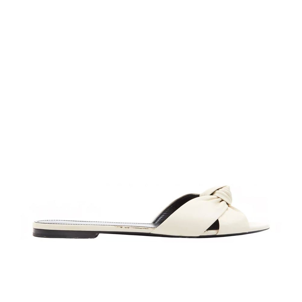 Saint Laurent White Calfskin Slides