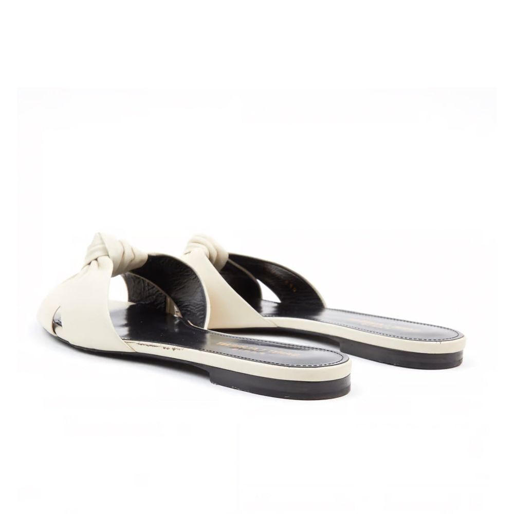 Saint Laurent White Calfskin Slides