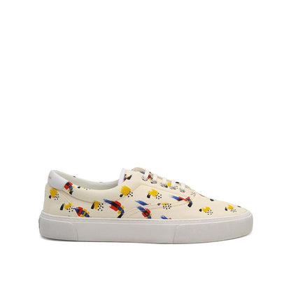 Saint Laurent White Canvas Low Top Sneakers