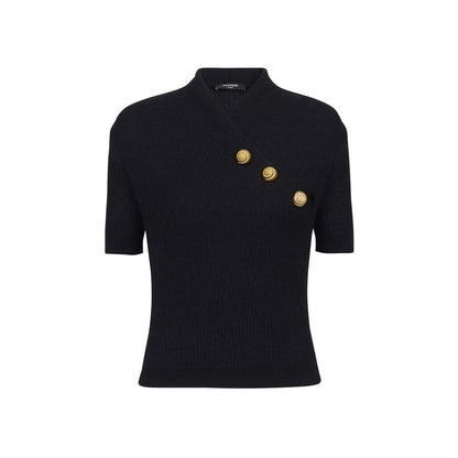 Balmain Black Merino Wool Tank Tops