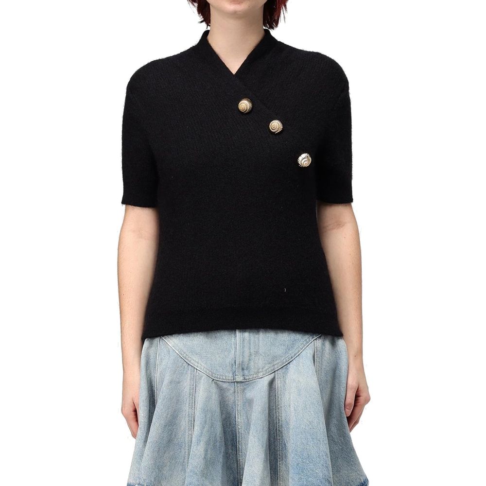 Balmain Black Merino Wool Tank Tops