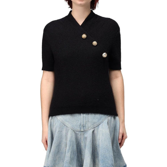 Balmain Black Merino Wool Tank Tops