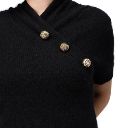 Balmain Black Merino Wool Tank Tops