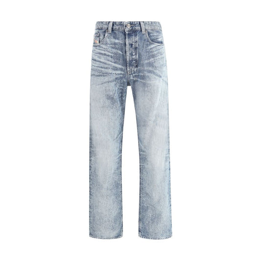 Diesel Blue Cotton Relaxed Fit Jeans