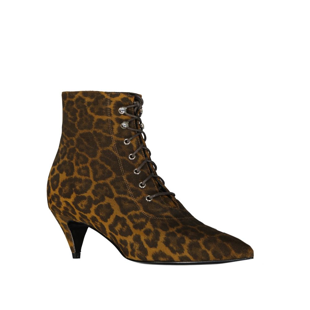 Saint Laurent Brown Calfskin Lace-Up Boots