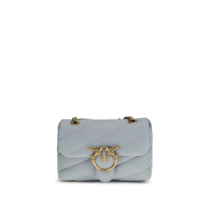 PINKO Blue Calf Leather Bos Taurus Shoulder Bag