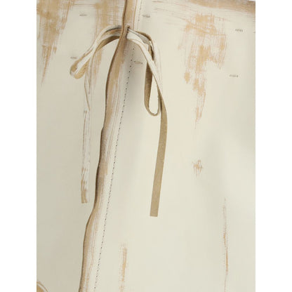 Prada White Calf Leather Bos Taurus Midi Skirt