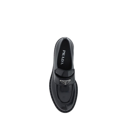 Prada Black Calf Leather Bos Taurus Slip-On Loafers