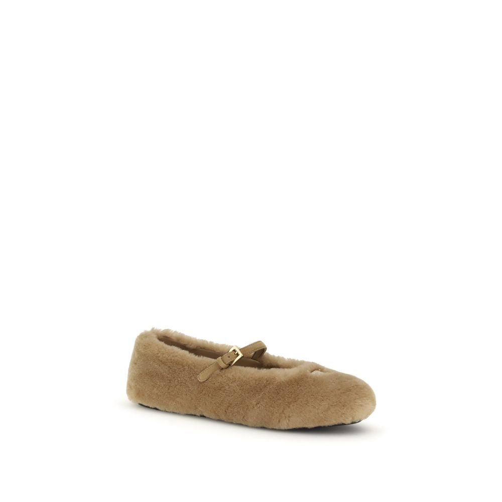 Prada Beige Lamb Ovis Aries Aries Ballet Flats