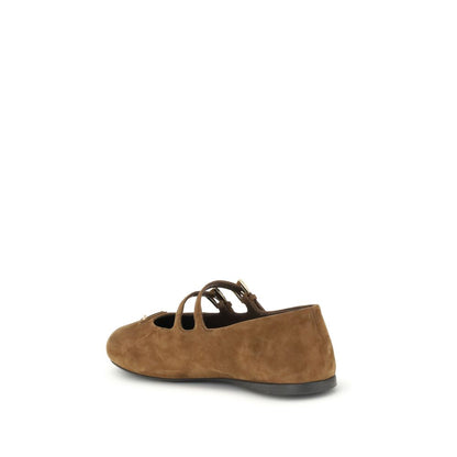Prada Beige Calf Leather Bos Taurus Ballet Flats