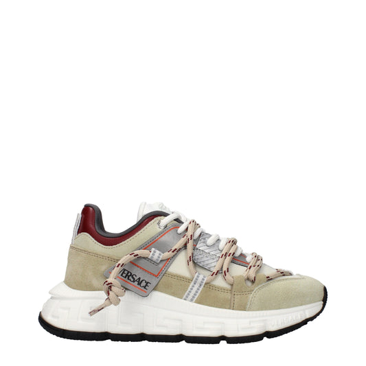 Versace Beige Leather Chunky Sneakers