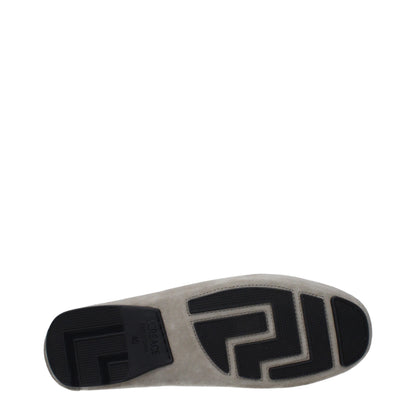 Versace Gray Leather Slip-On Loafers