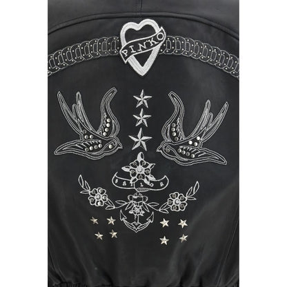 PINKO Black Leather Jacket