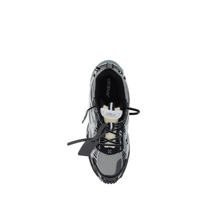 Off-White Gray Polyester Athletic Sneakers
