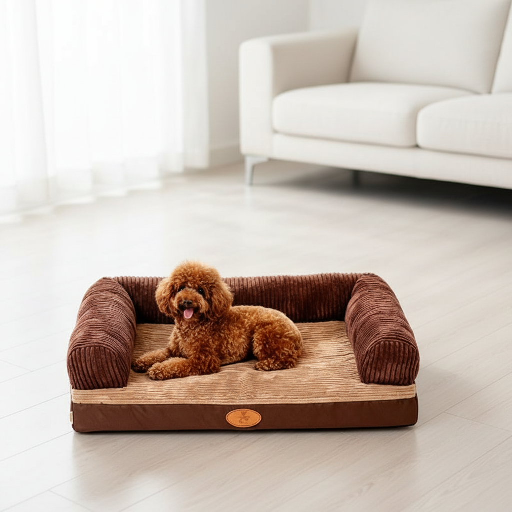 60 x 45cm Pet Sofa Bed with L-Shaped Cushioned Support