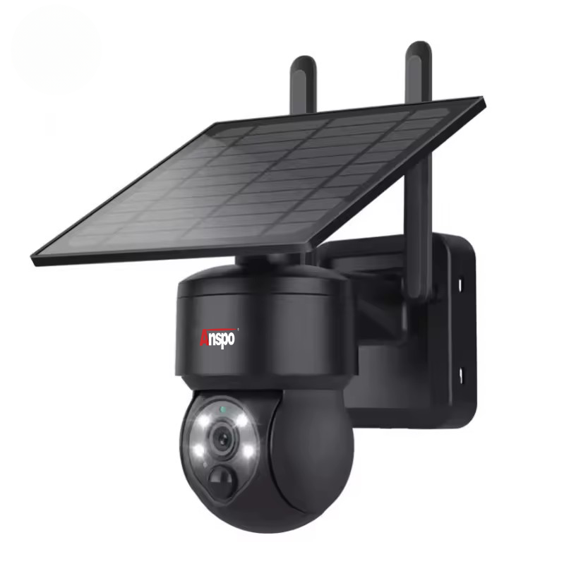 Anspo 4G SIM SOLAR security camera wireless free batteries and 64GB card Black