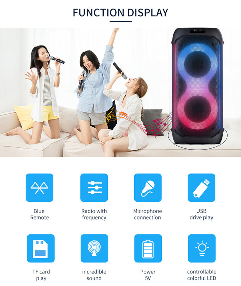 Bluetooth party speaker with microphone 2 x 6.5″ bass Partybox 610