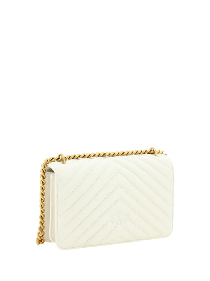 PINKO White Leather Love One Mini Shoulder Bag