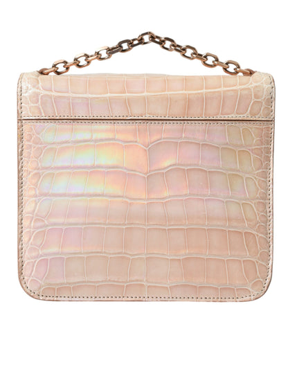 Balenciaga Beige Blue Agate Exotic Leather Gold Chain Purse Bag