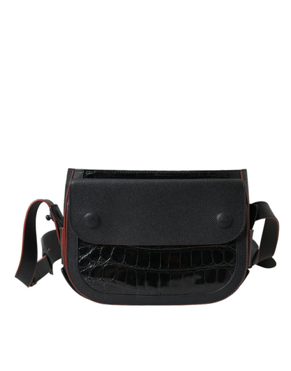 Balenciaga Black Exotic Leather Shoulder Crossbody Camera Bag