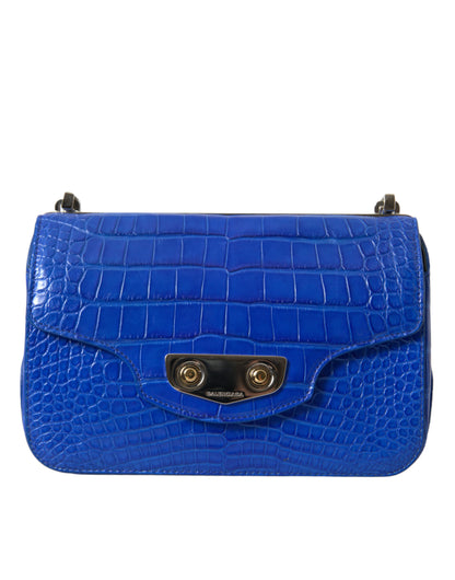Balenciaga Blue Exotic Leather Neo Classic Purse Shoulder Handbag Bag