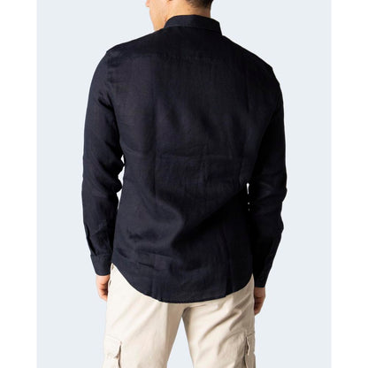 Armani Exchange Blue Linen Dress Shirt