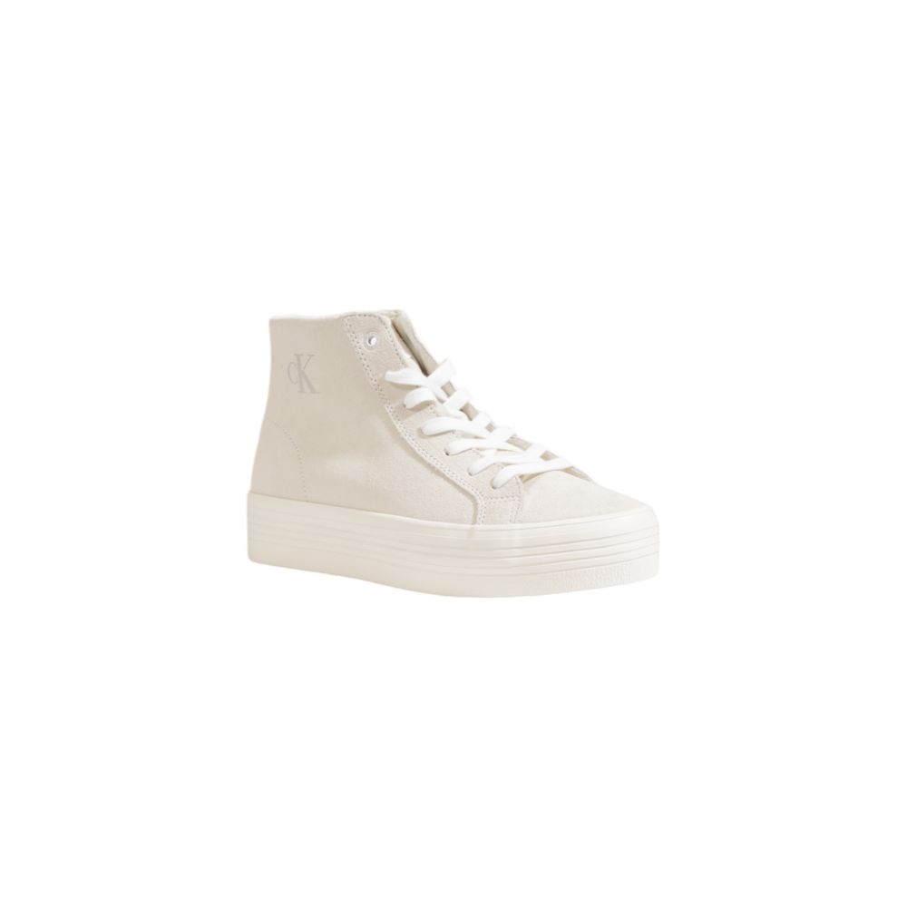Calvin Klein Jeans Beige Suede Leather Platform Sneakers