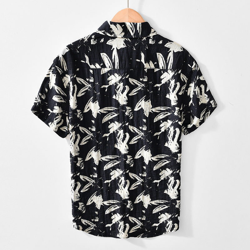 Personalized Printed Black And White Short-sleeved Shirt
