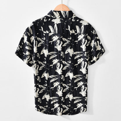 Personalized Printed Black And White Short-sleeved Shirt