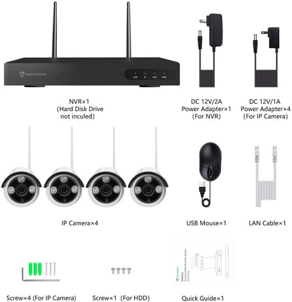Include 1TB HDD 24hrs recording CCTV wireless security Camera NVR 4CH 1080P