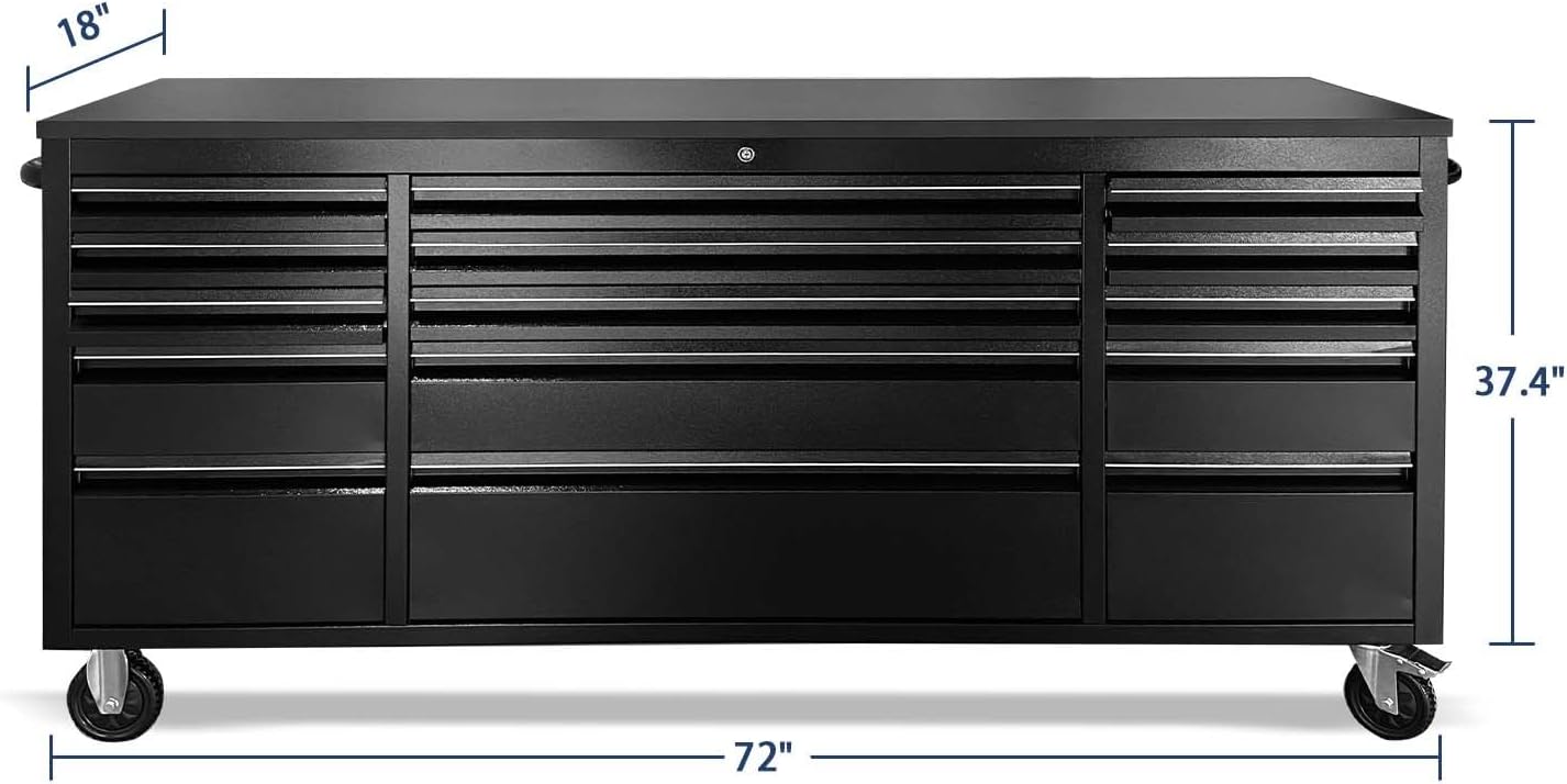 72 Inch 15 Drawers black Tool Chest workbench