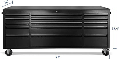 72 Inch 15 Drawers black Tool Chest workbench