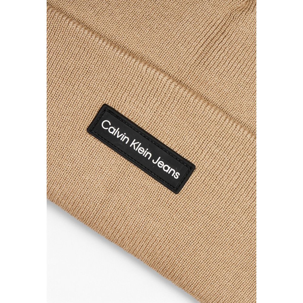 Calvin Klein Jeans Beige Recycled Polyester Cap (Baseball Hat)