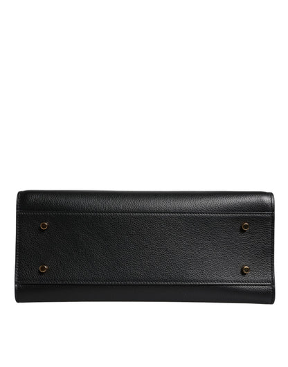 Versace Black Large Leather Top Handle Shoulder Crossbody Bag