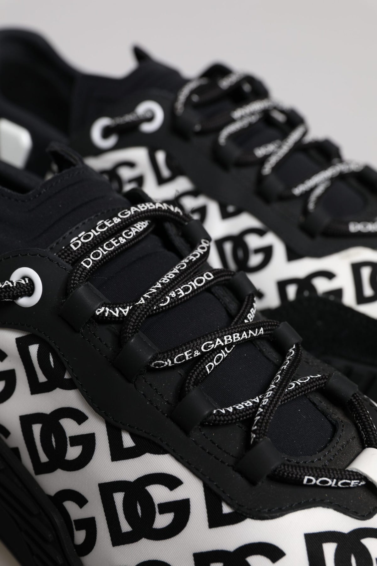 Dolce & Gabbana Black Logo Lace Up Low Top NS1 Sneakers Shoes